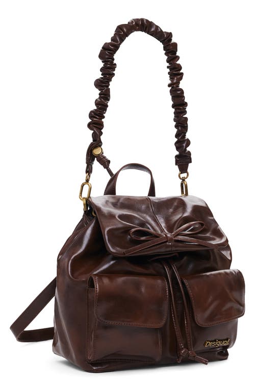 Desigual Faux Leather Convertible Backpack In Brown