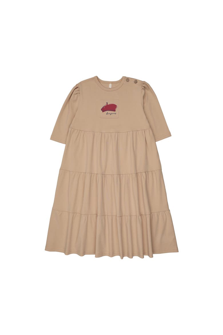 French 3/4 Sleeve Dress for Girl, Main, color, Beige
