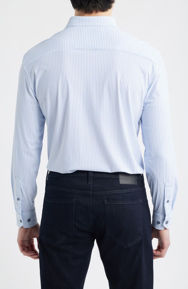 Johnston & Murphy XC Motion Performance Knit Button-Up Shirt, Alternate, color, White/ Blue Diamond