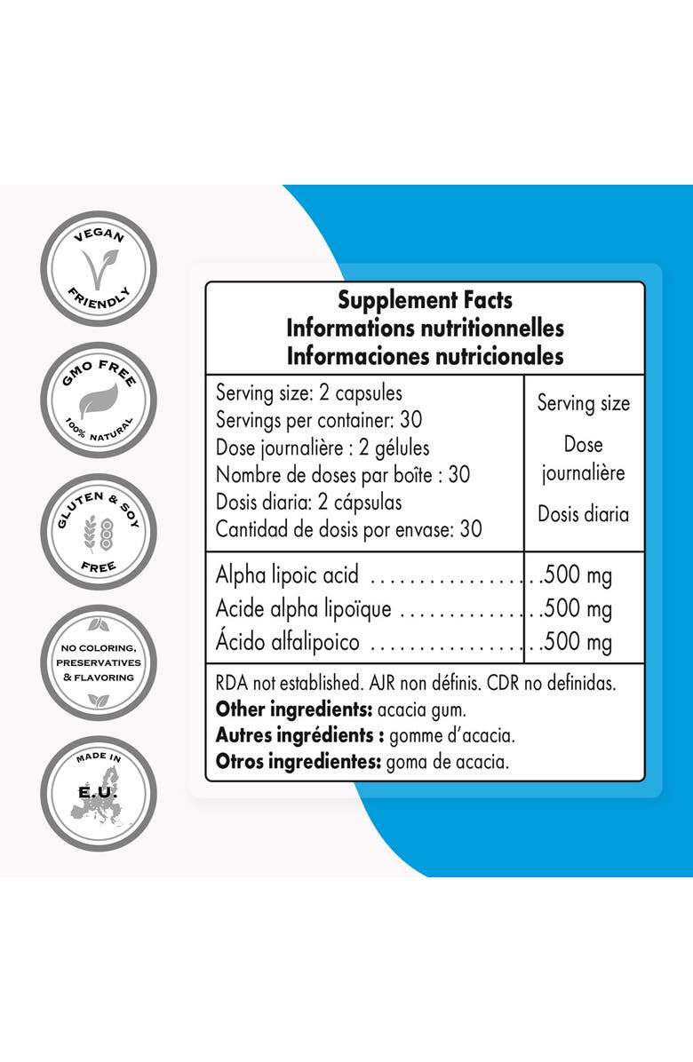 SuperSmart Alpha Lipoic Acid 500mg, Alternate, color, NO COLOR