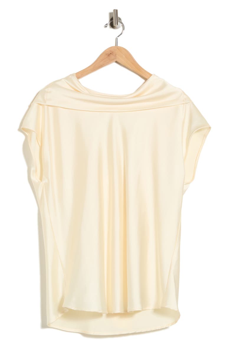 Cowl Neck Scarf Detail Satin Top, Alternate, color, LIGHT BUTTER