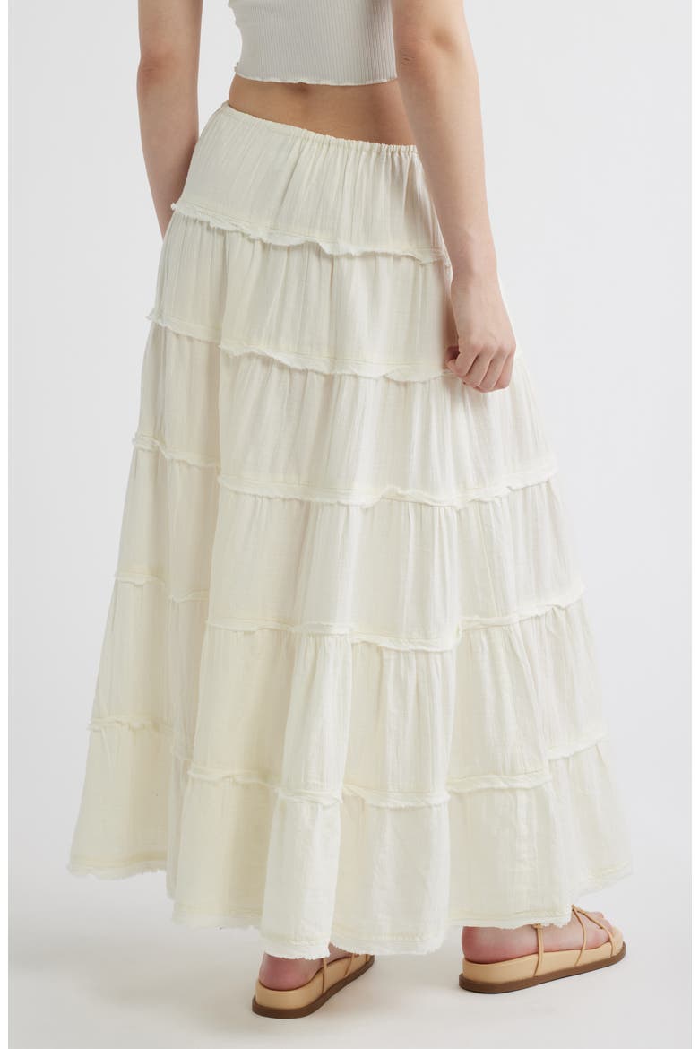 Nova Tiered Gauze Midi Skirt, Alternate, color, WHITE