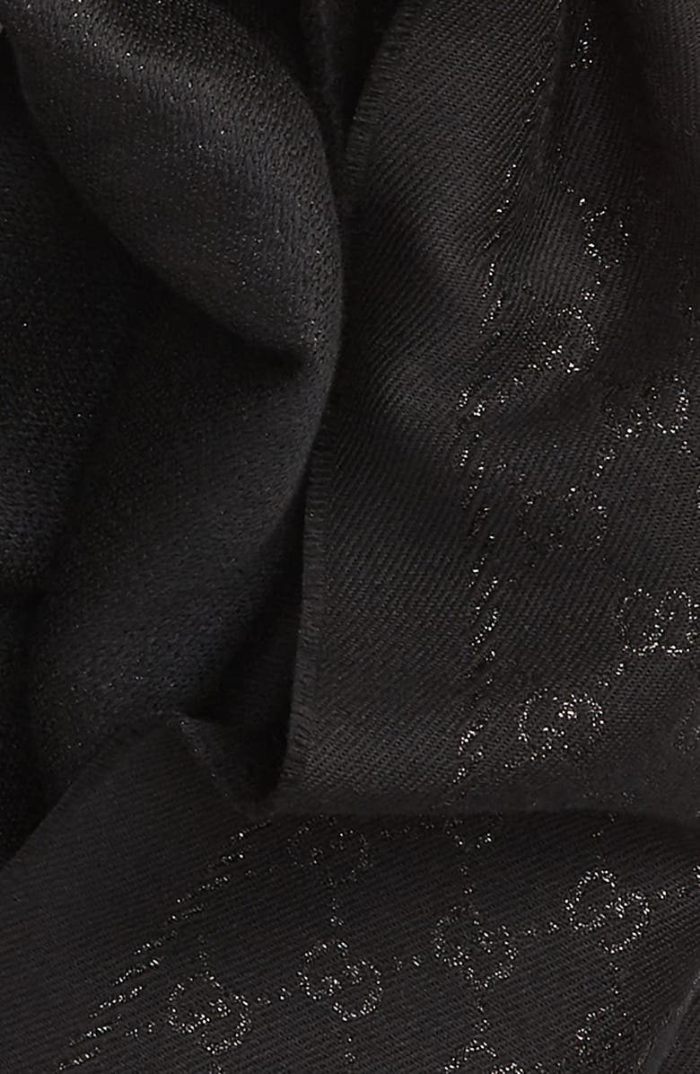 Gucci Double-G Logo Metallic Jacquard Scarf, Alternate, color, 