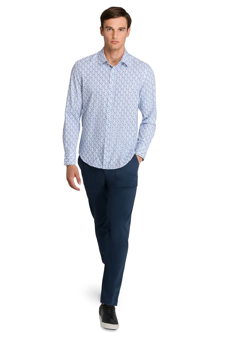 Diamond Print Woven Long Sleeve Basic, Alternate, color, WHITE/BLUE