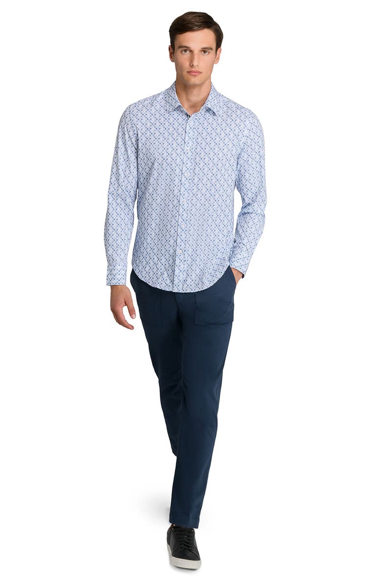 Brooklyn Brigade Diamond Print Woven Long Sleeve Basic, Alternate, color, White/Blue