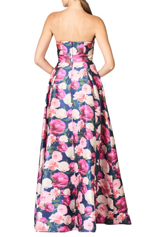 Sachin & Babi Giovanna Floral Strapless Gown In Multi