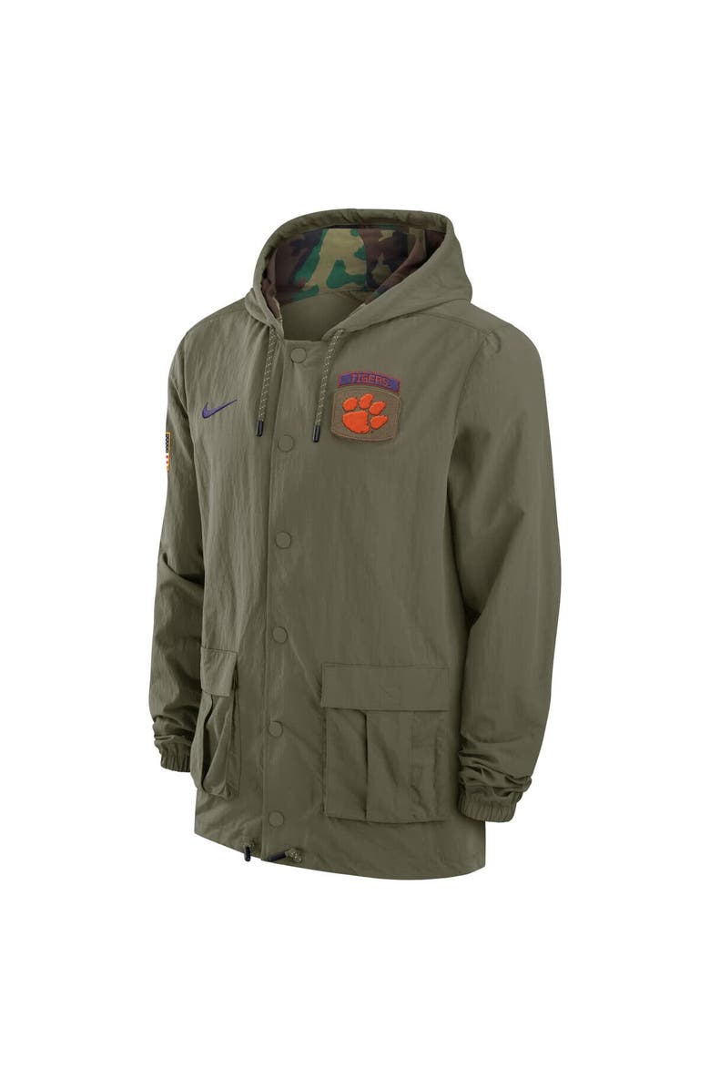 Nike Men's Nike Olive Clemson Tigers 2024 Military Appreciation Full-Snap Hoodie Military Jacket, Alternate, color, 