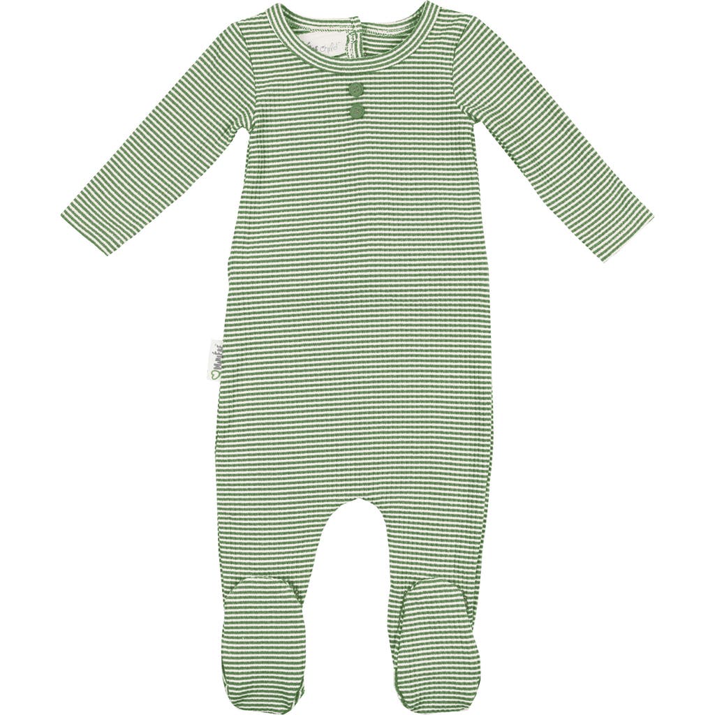 Maniere Manière Button Stripe Footie In Green