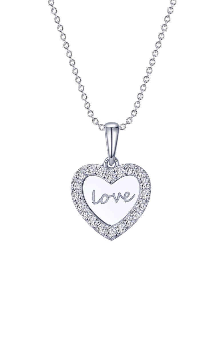 Lafonn Love Heart Simulated Diamond Pendant Necklace, Main, color, 