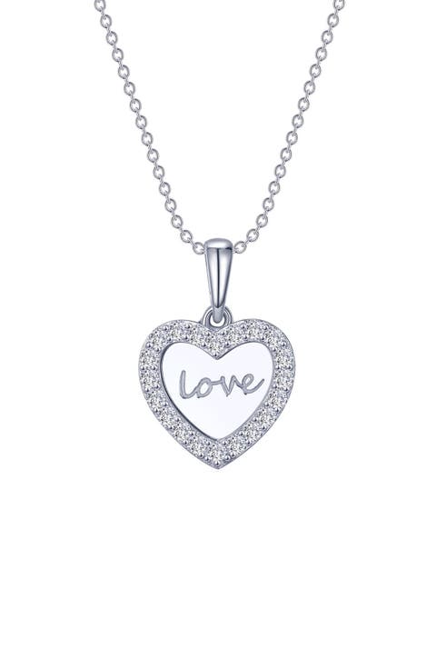 Love Heart Simulated Diamond Pendant Necklace