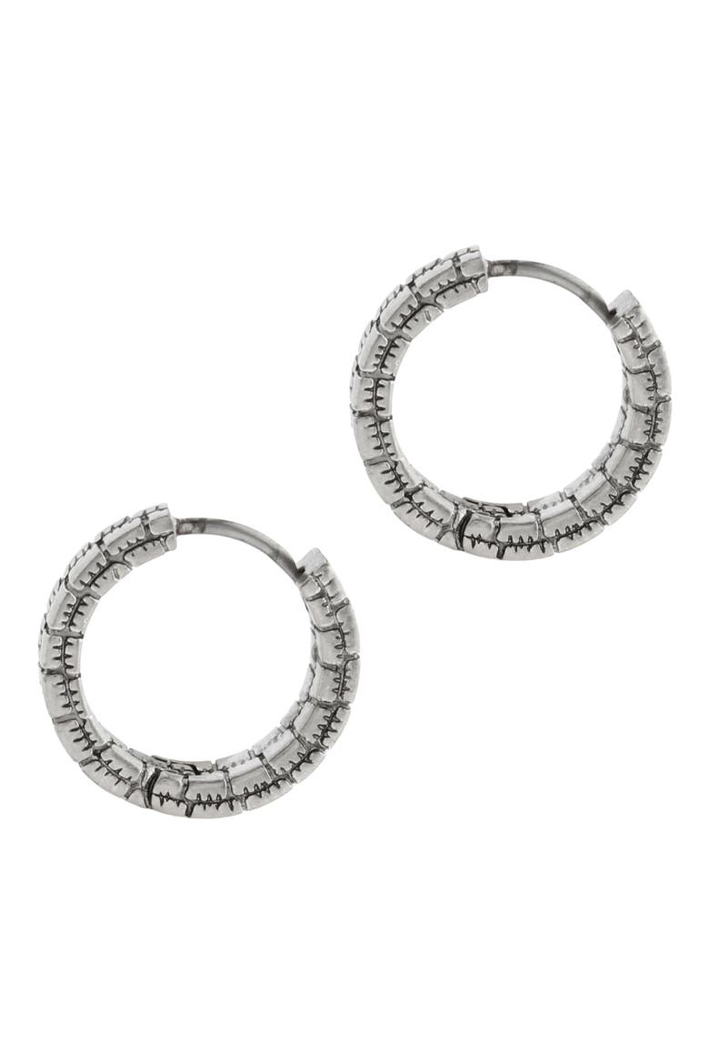 Croc Embossed Huggie Hoop Earrings, Alternate, color, WARM SILVER