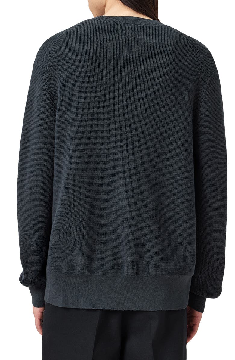 AllSaints Oversize Cotton & Wool Waffle Crewneck Sweater, Alternate, color,