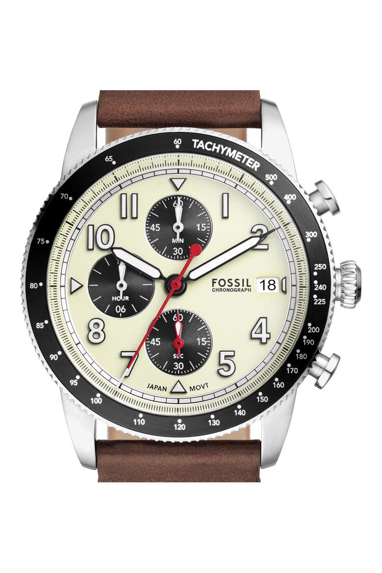 Sport Tourer Silicone Strap Chronograph Watch, 42mm, Alternate, color, BROWN