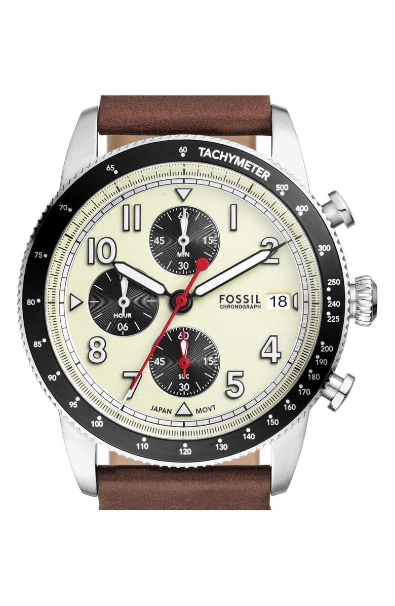 Fossil Sport Tourer Silicone Strap Chronograph Watch, 42mm, Alternate, color, Brown