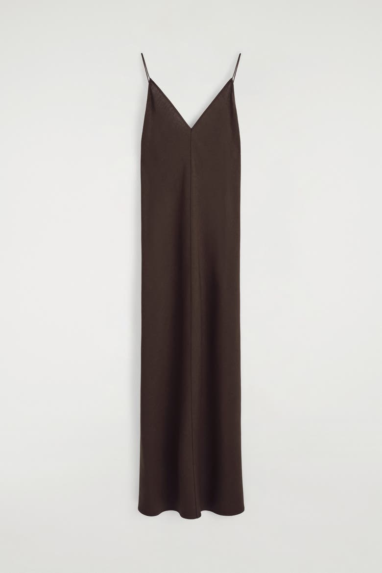 V-neck Midi Cami Dress, Main, color, BROWN