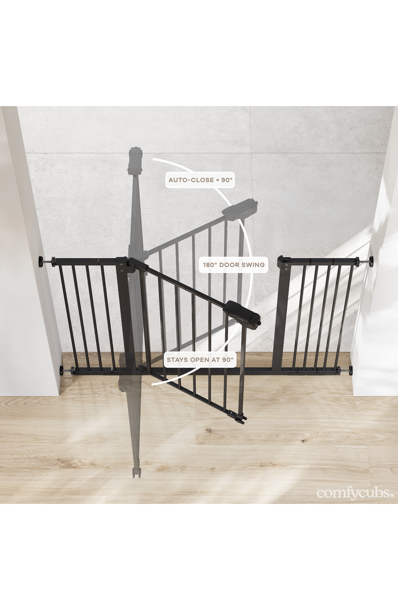 Comfy Cubs Baby Safety Gate with 3 Extensions, Alternate, color, Black