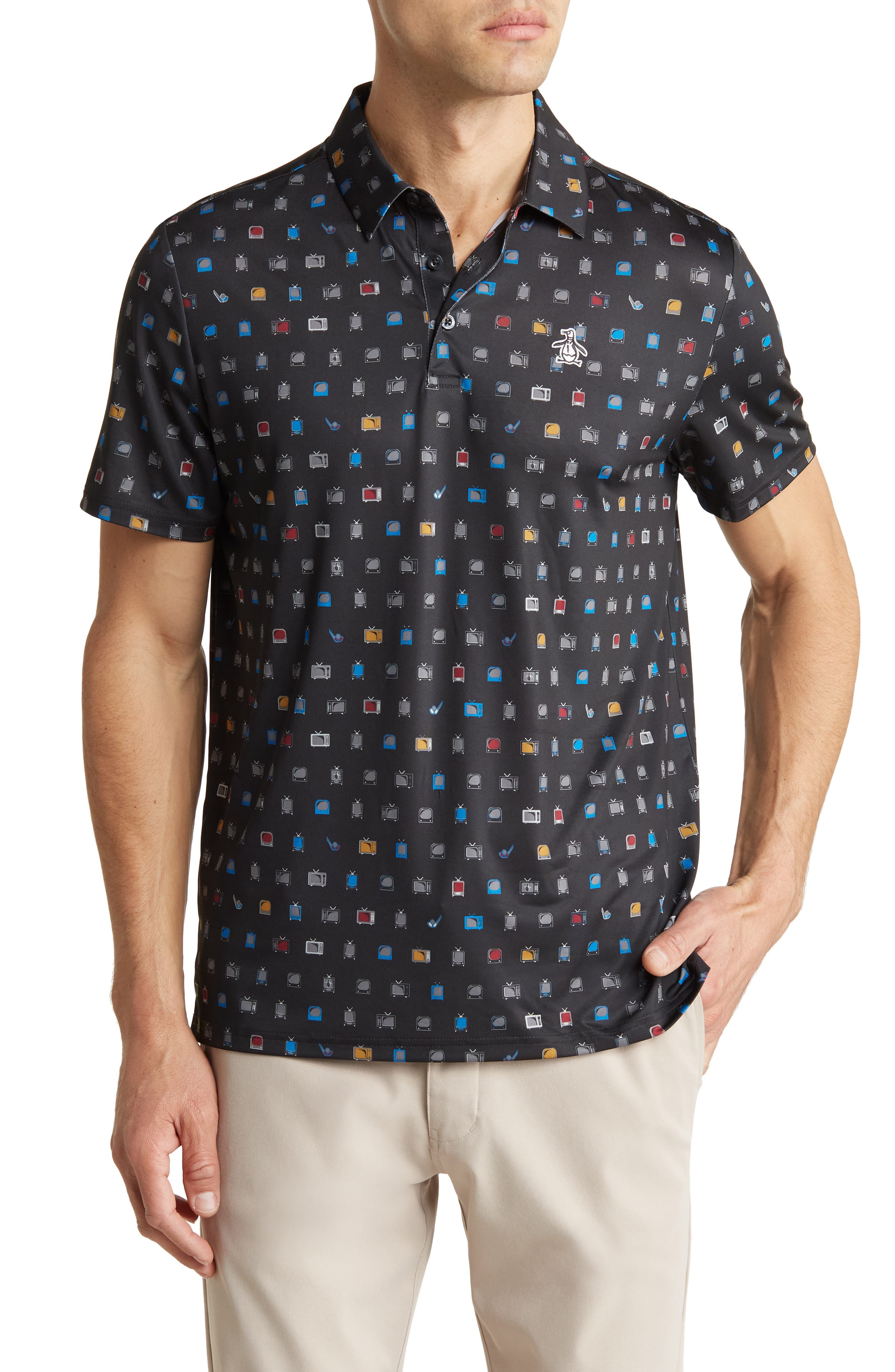 ORIGINAL PENGUIN GOLF TV Print Golf Polo (Men) | Nordstromrack