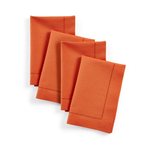 Cotton Linen Hemstitch Dinner Napkins Set of 4, 20 x 20"