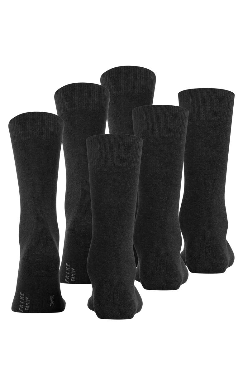 Falke Family 3-Pack Sustainable Cotton Socks, Alternate, color, Anthracite Melange