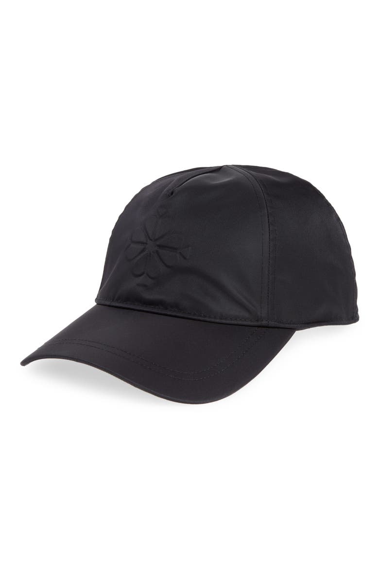 embossed spade nylon baseball cap, Main, color, BLACK