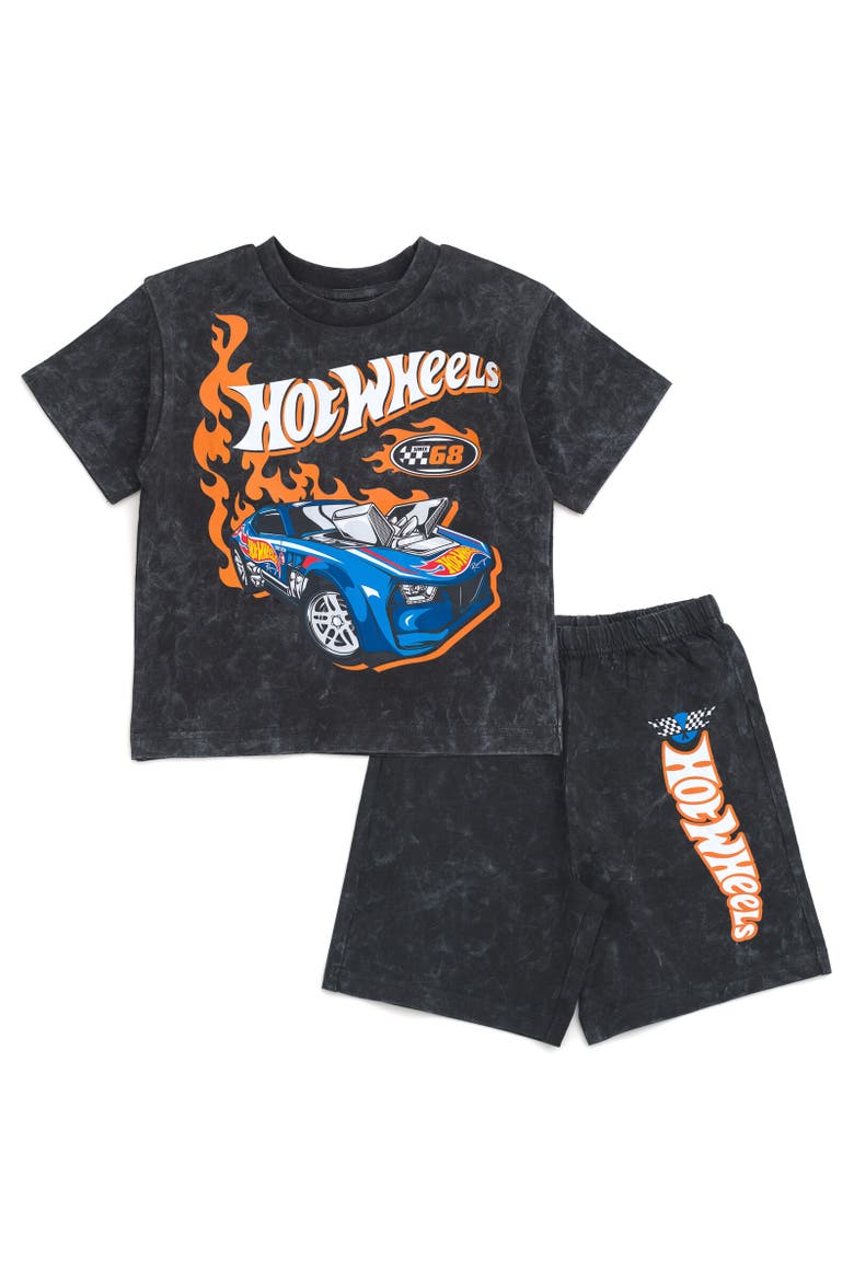 T-Shirt & Woven Shorts Set, Main, color, Charcoal Gray