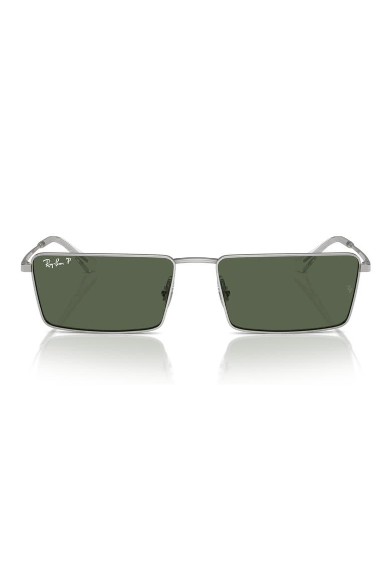 Emy 56mm Rectangular Sunglasses, Main, color, SILVER