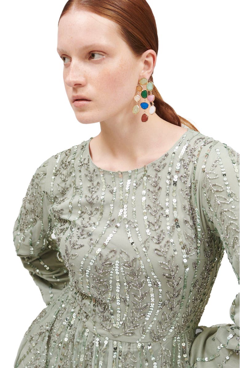 MARYISA Modest Ruffle Dress Maxi With Designer Sleeve, Alternate, color, Lilac