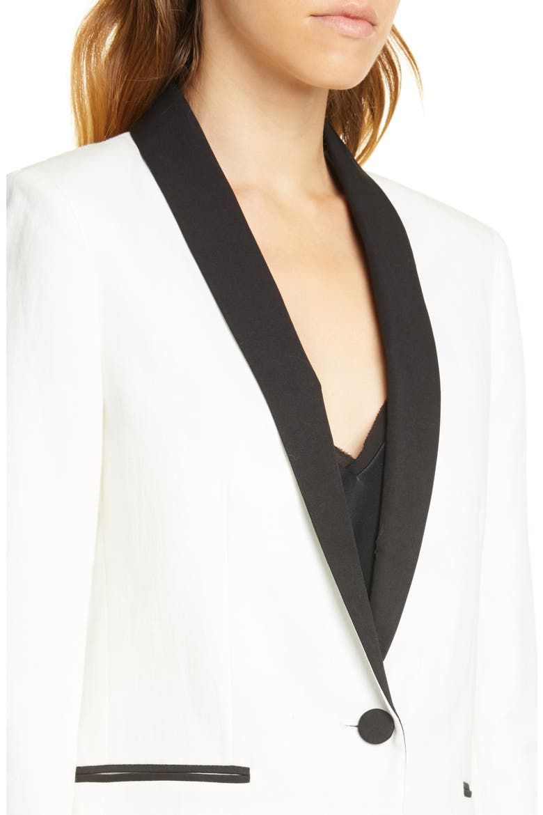 Cotton & Linen Tuxedo Blazer, Alternate, color, OFF WHITE