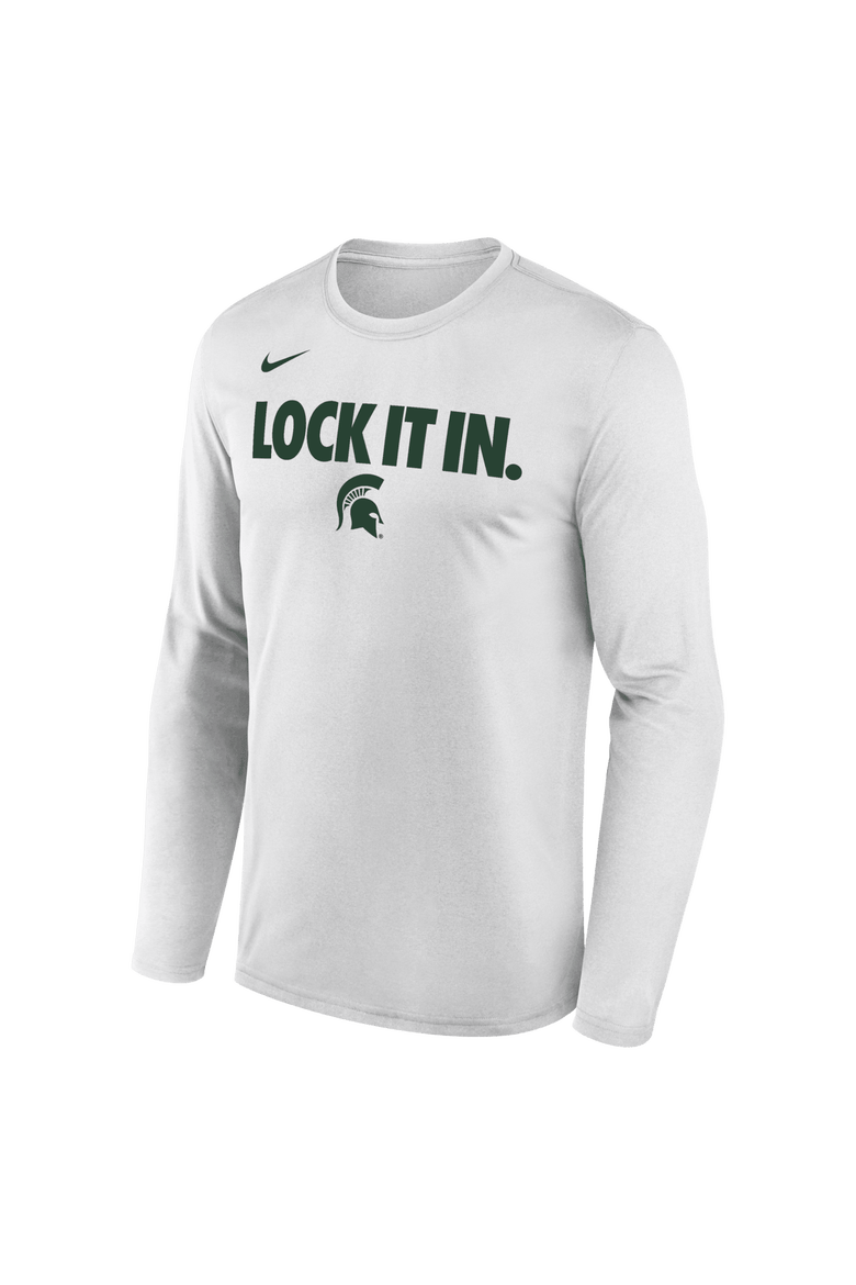 Men's Nike  White Michigan State Spartans 2026 On-Court Bench Long Sleeve T-Shirt, Alternate, color, White