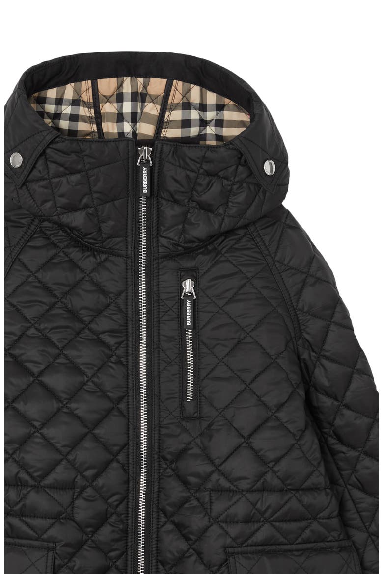 Trey Quilted Water Resistant Hooded Jacket, Alternate, color, BLACK