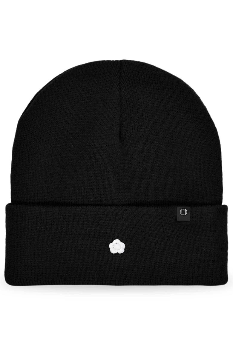 Dalix Lil Flower Beanie Cap, Main, color, Black