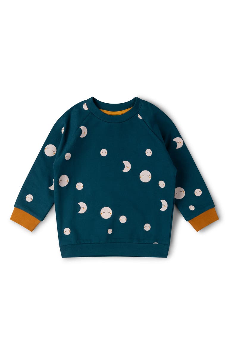 Little Green Radicals Print Organic Cotton Crewneck Sweatshirt, Main, color, Blue