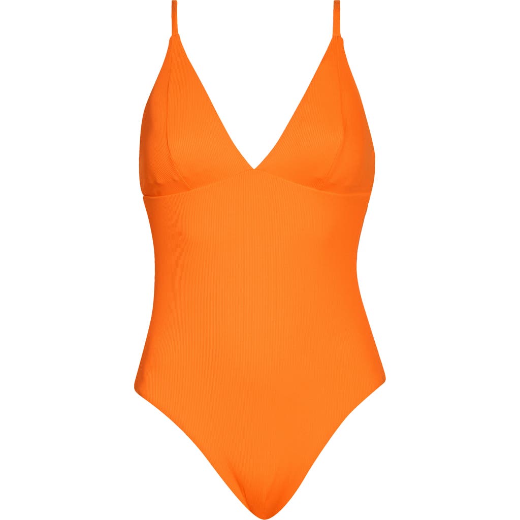Shop Becca V-neck Underbust One Piece Swimsuit In Orange Bur