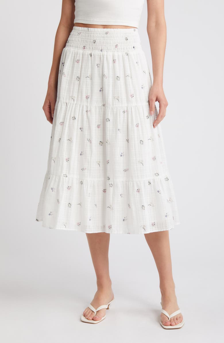 Rails Edina Floral Tiered Cotton Midi Skirt, Main, color, 
