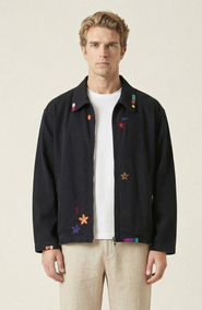 Modenaire Embroidered Contrast Trim Zip Front Jacket