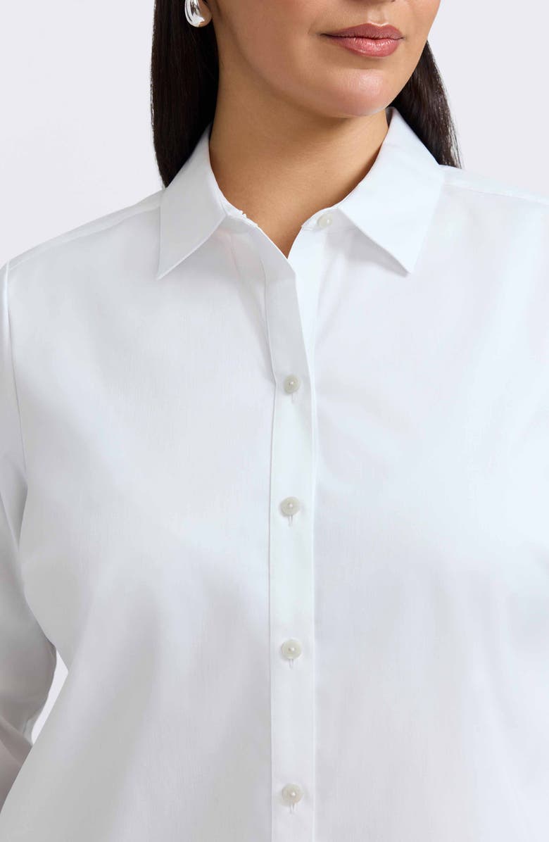 Foxcroft Scarlett Scallop Hem Button-Up Shirt, Alternate, color, White