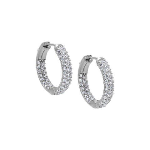 Pave Rounded Inside Out Hoop Earring