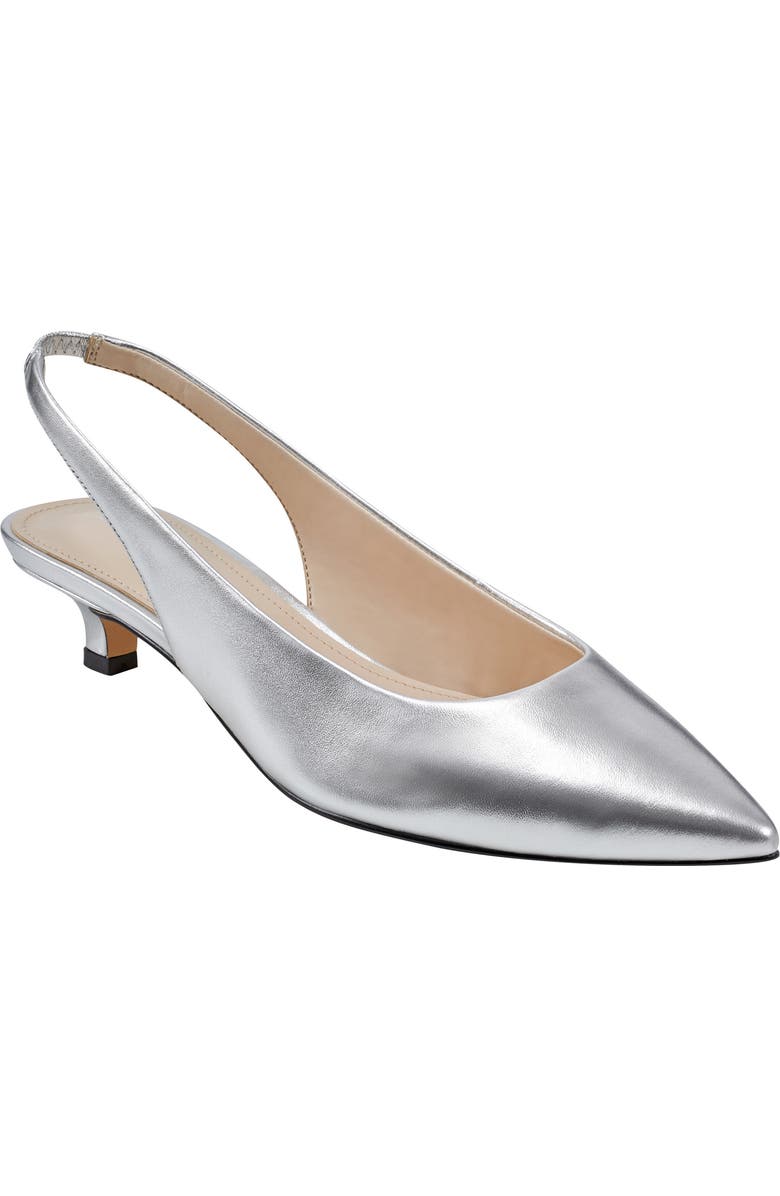 Marc Fisher LTD Posey Kitten Heel Slingback Pump, Main, color, Silver