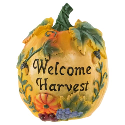 Northlight Autumn "welcome Harvest" Pumpkin Thanksgiving Decoration In Multi