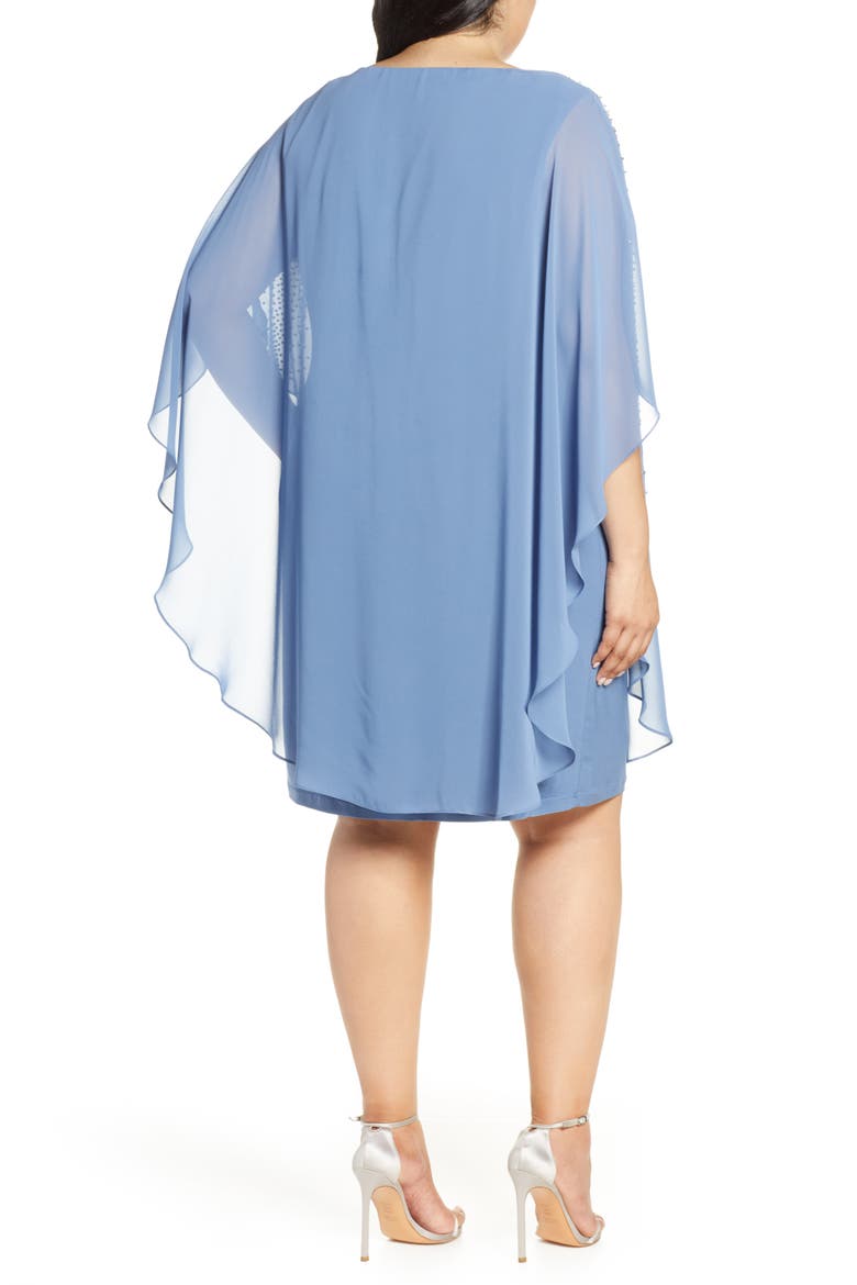 Xscape Beaded Chiffon Overlay Dress, Alternate, color, PERIWINKLE