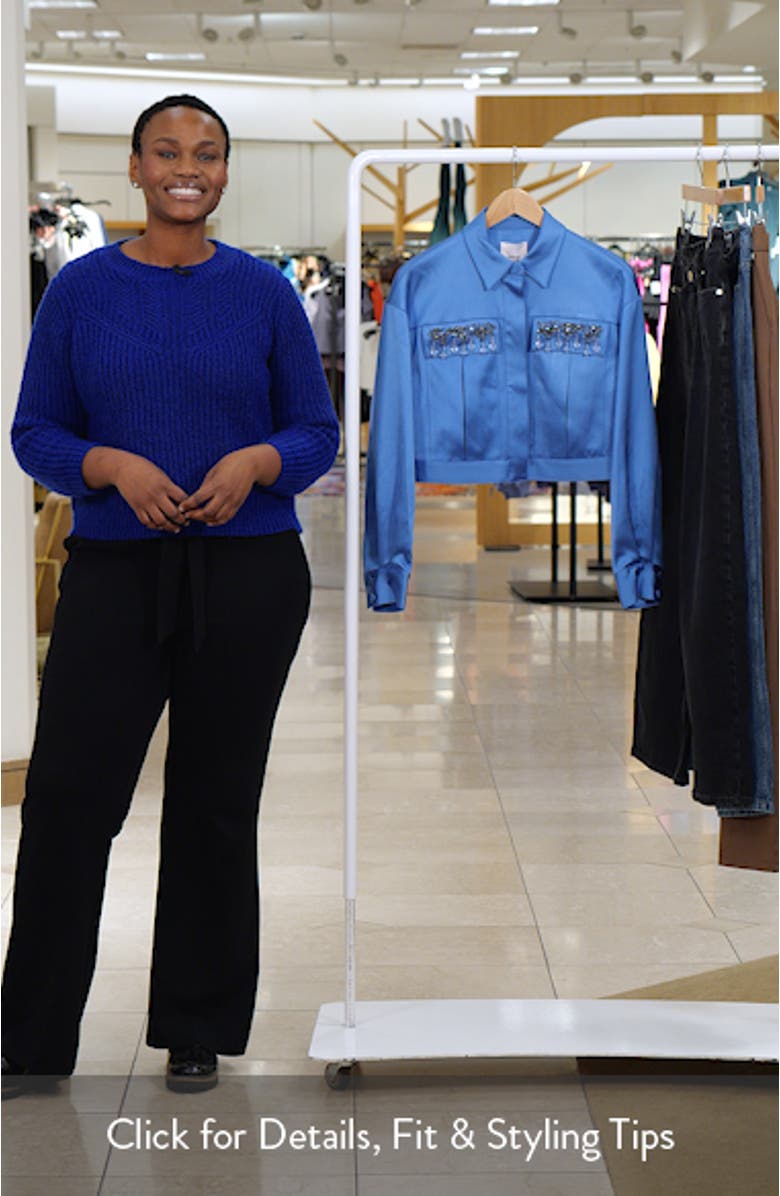 Damoni Gemstone Crop Satin Jacket, sales video thumbnail