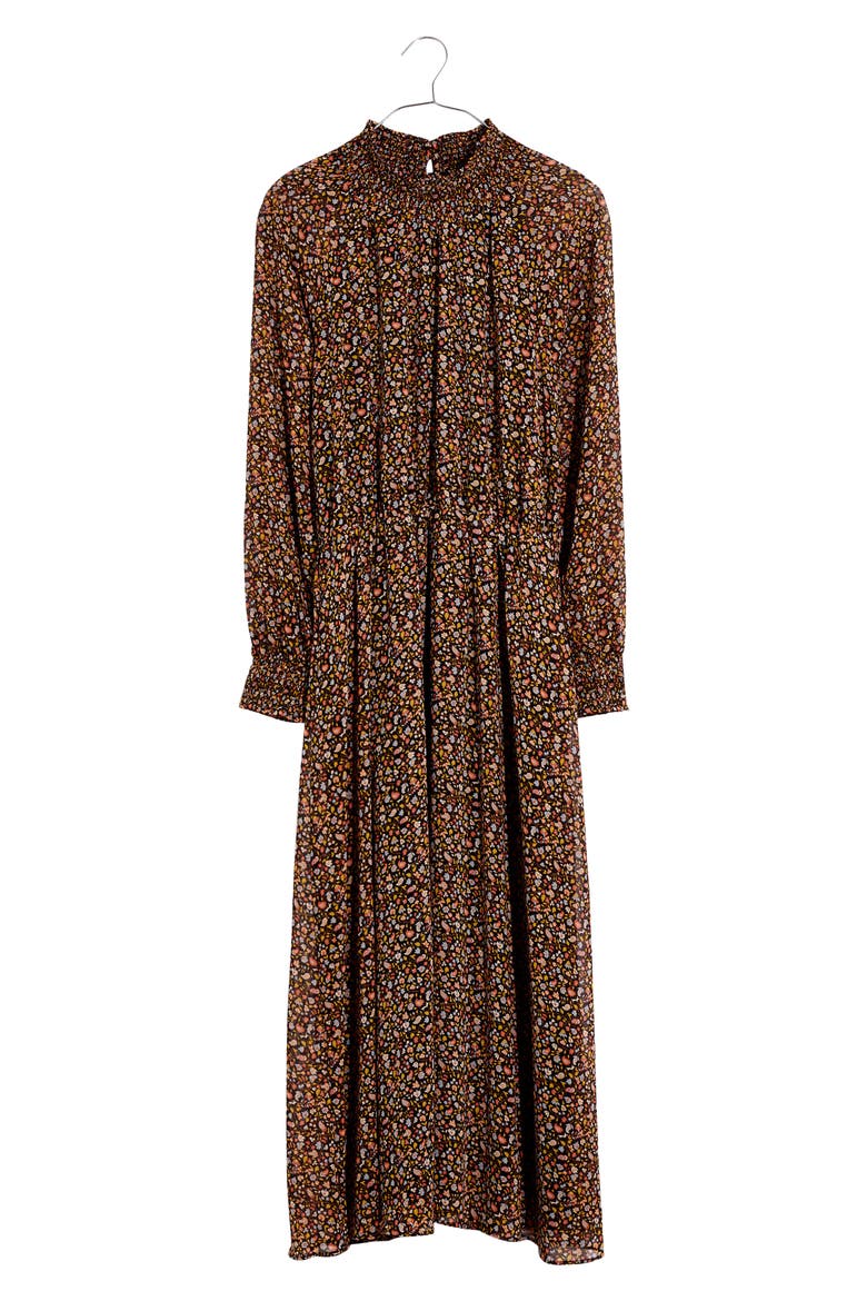 Folktale Paisley Long Sleeve (Re)sourced Georgette Midi Dress, Alternate, color, PEASANT PAISLEY ALMOST BLACK