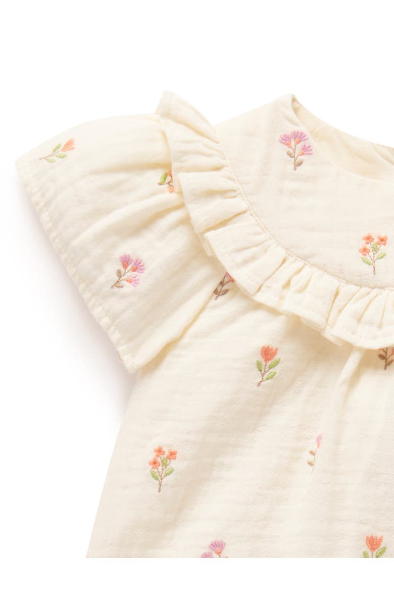 Purebaby Embroidered Ruffle Top & Bloomer Set, Alternate, color, Cloud Sprig Broderie