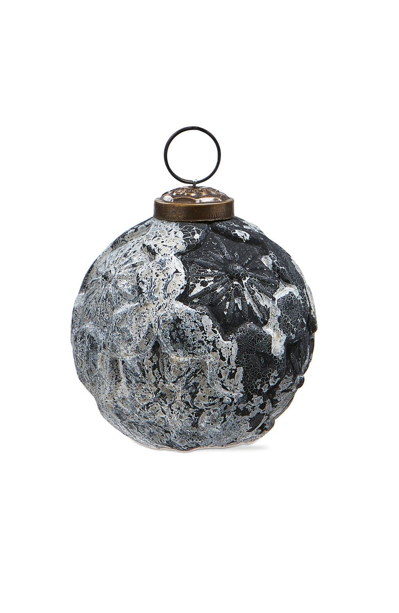 tag Twilight Flower Black Glass Ornament Christmas Tree Decor, Main, color, Black