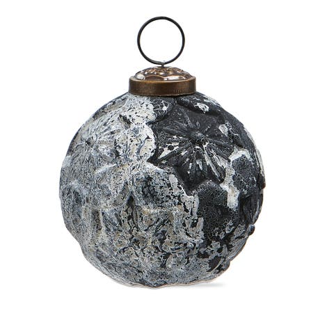 Twilight Flower Black Glass Ornament Christmas Tree Decor