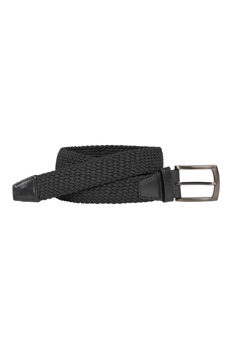 Woven Stretch Knit Belt, Main, color, BLACK