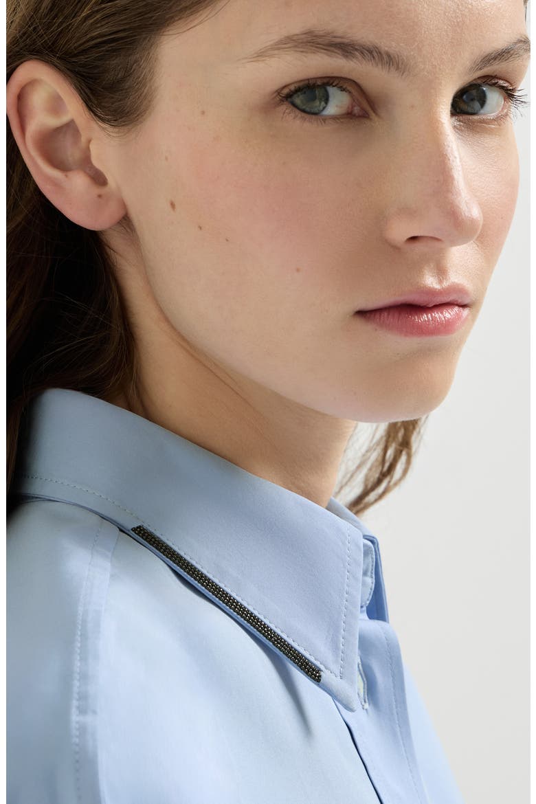 Cotton poplin shirt with shiny details, Alternate, color, Oxford Blue
