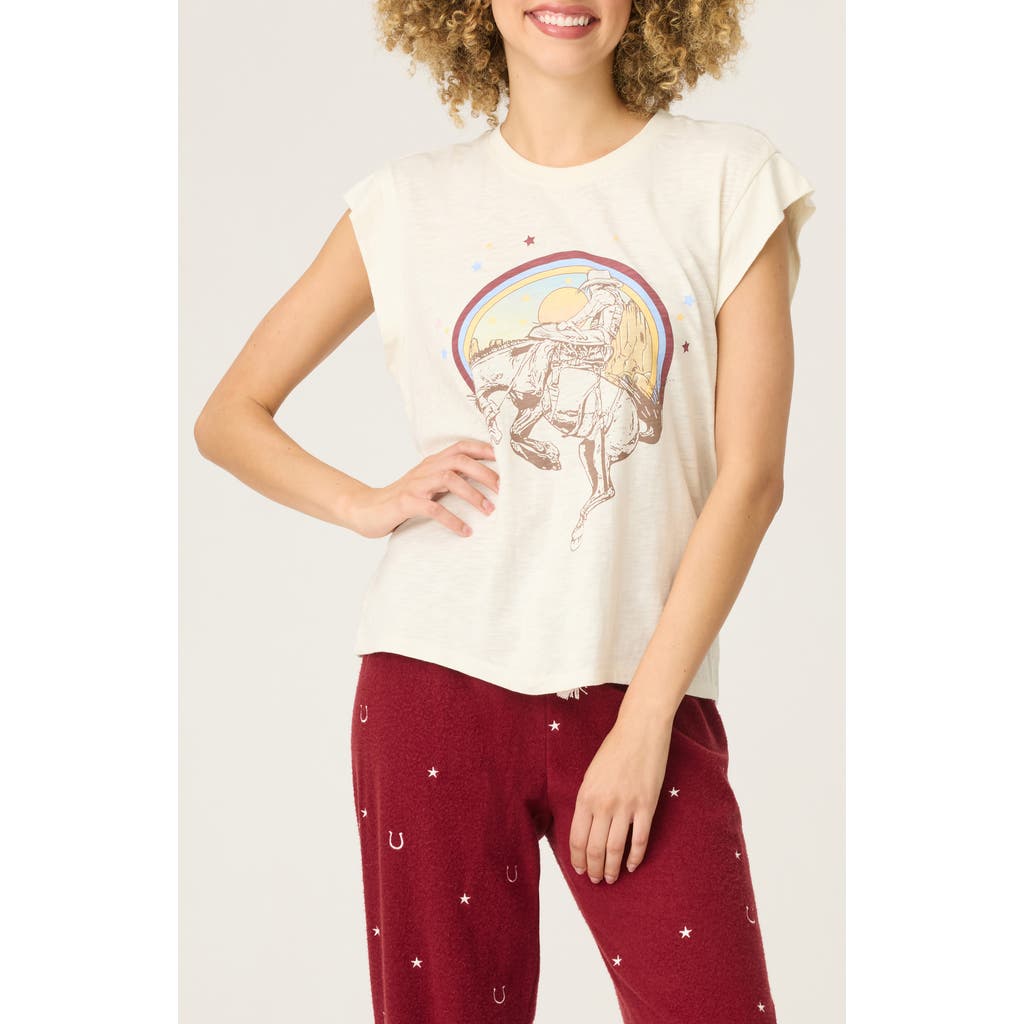 Pj Salvage Hold Your Horses Pajama Top In Neutral