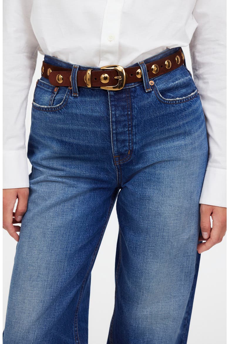 Studded Western Belt, Alternate, color, SOFT MAHOGANY