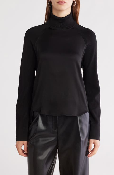 Mateo Turtleneck Mixed Media Top